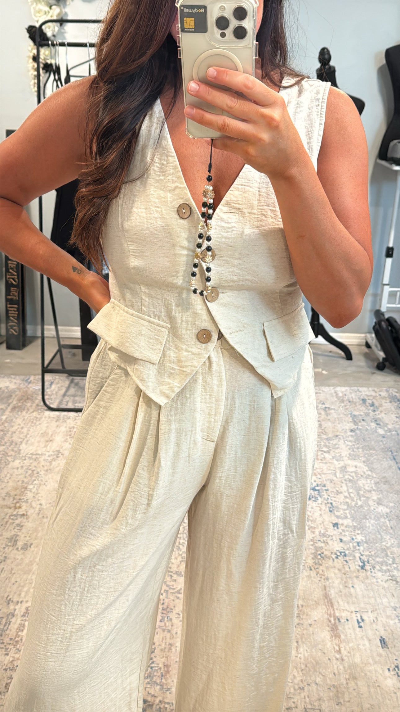 Curry Linen Vest Set