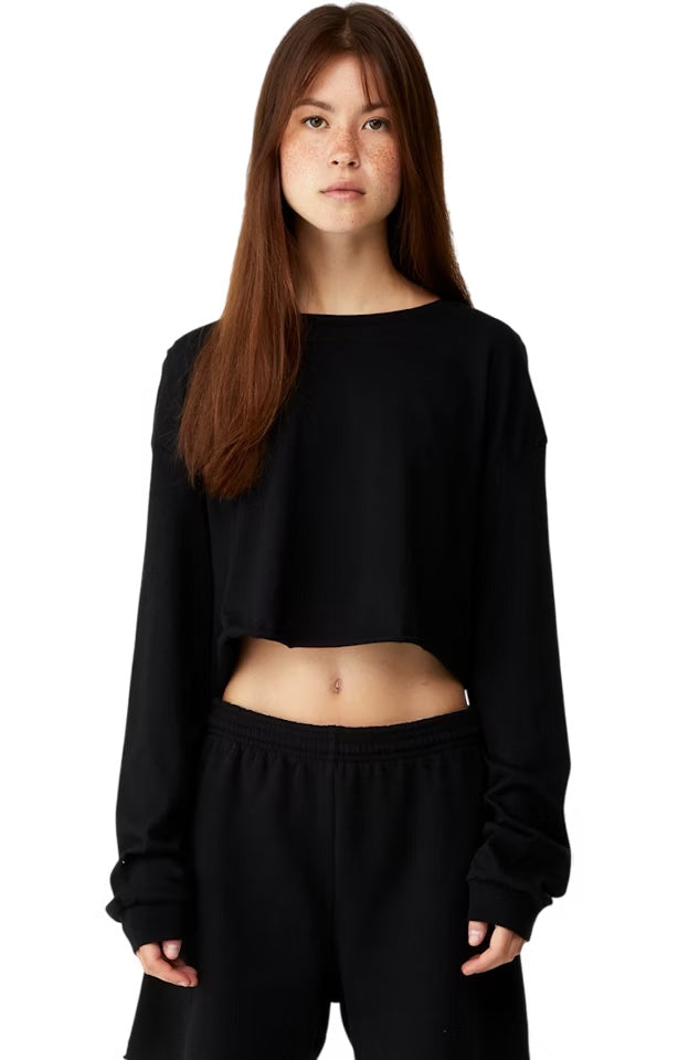 #RD4 BLACK LONG SLEEVE CROP TOP