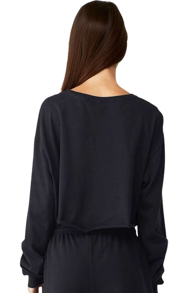#RD4 BLACK LONG SLEEVE CROP TOP