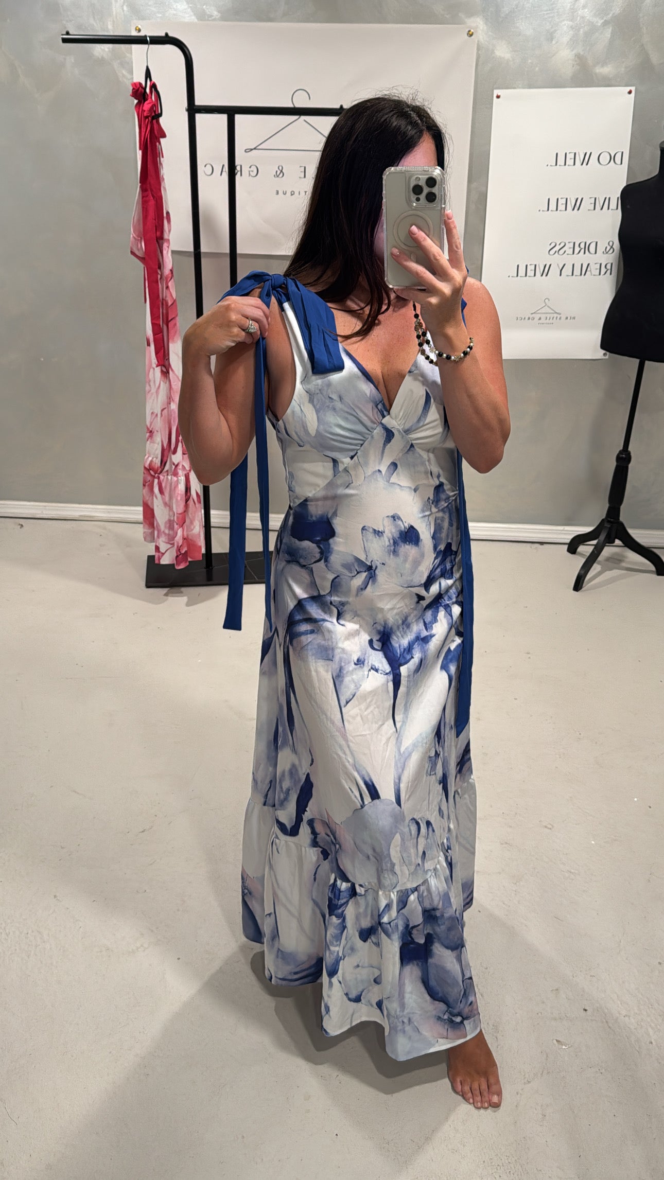 Beasley Floral Shoulder Tie Maxi