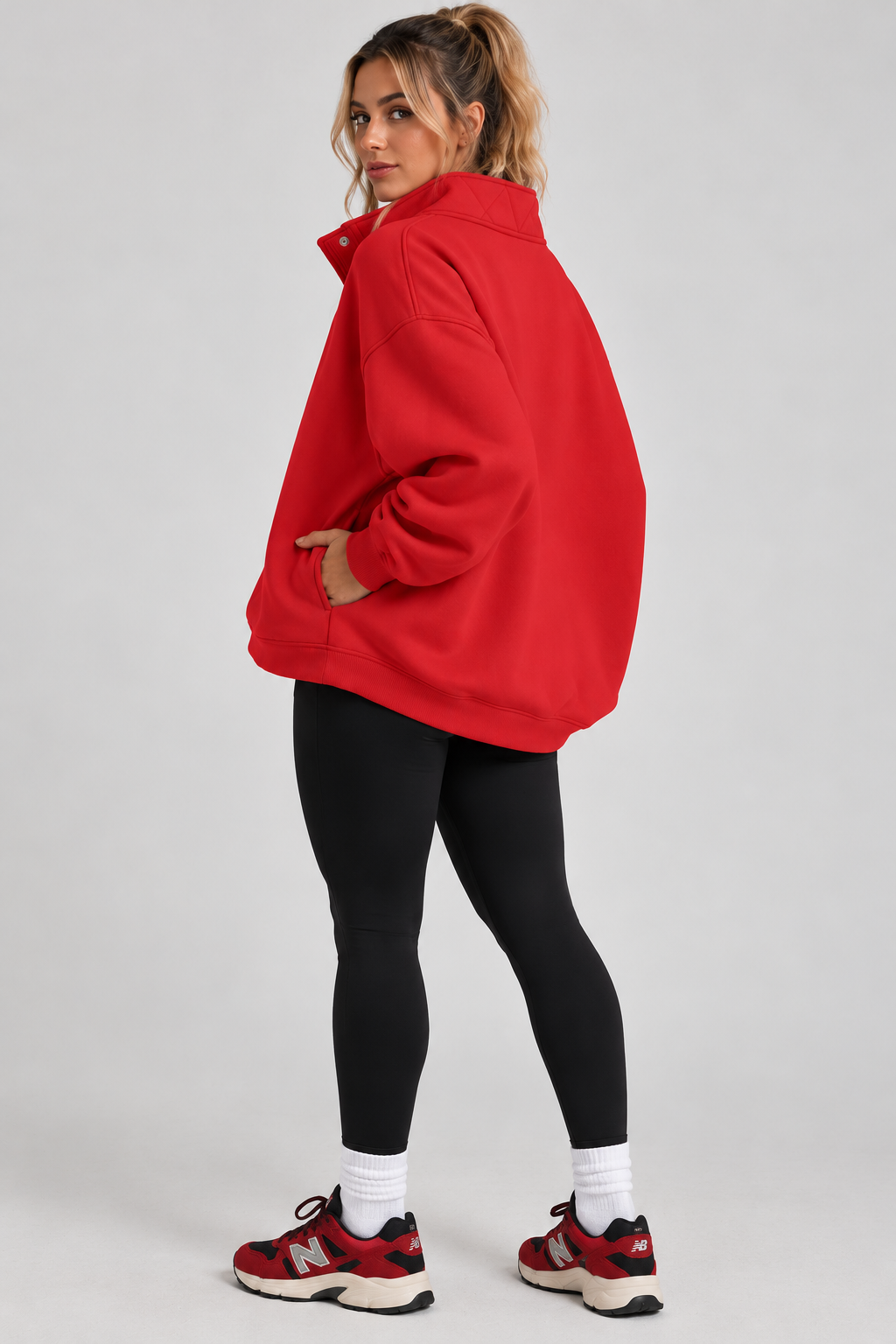 RD#004 Oversized Henley Snap Pullover