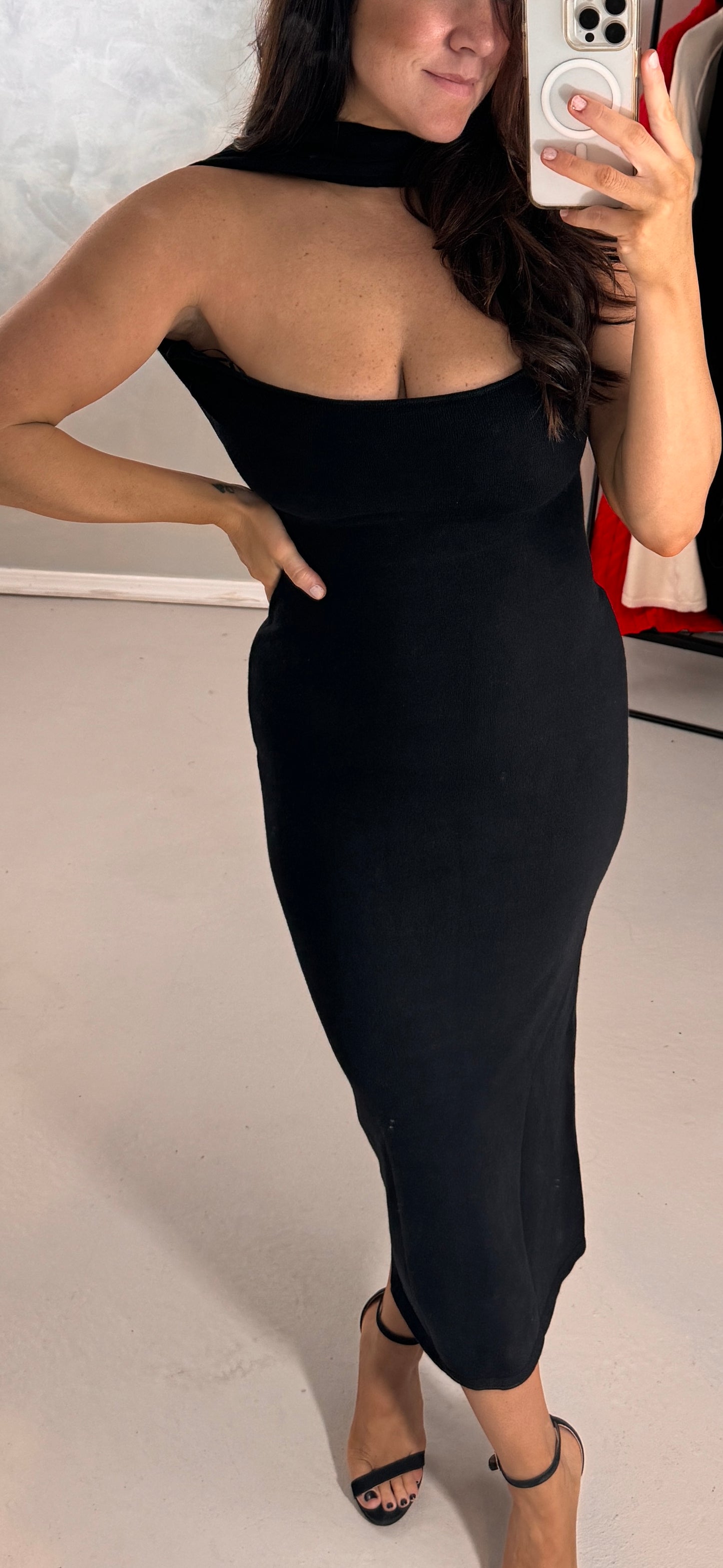 Collier High Neck Midi Dress