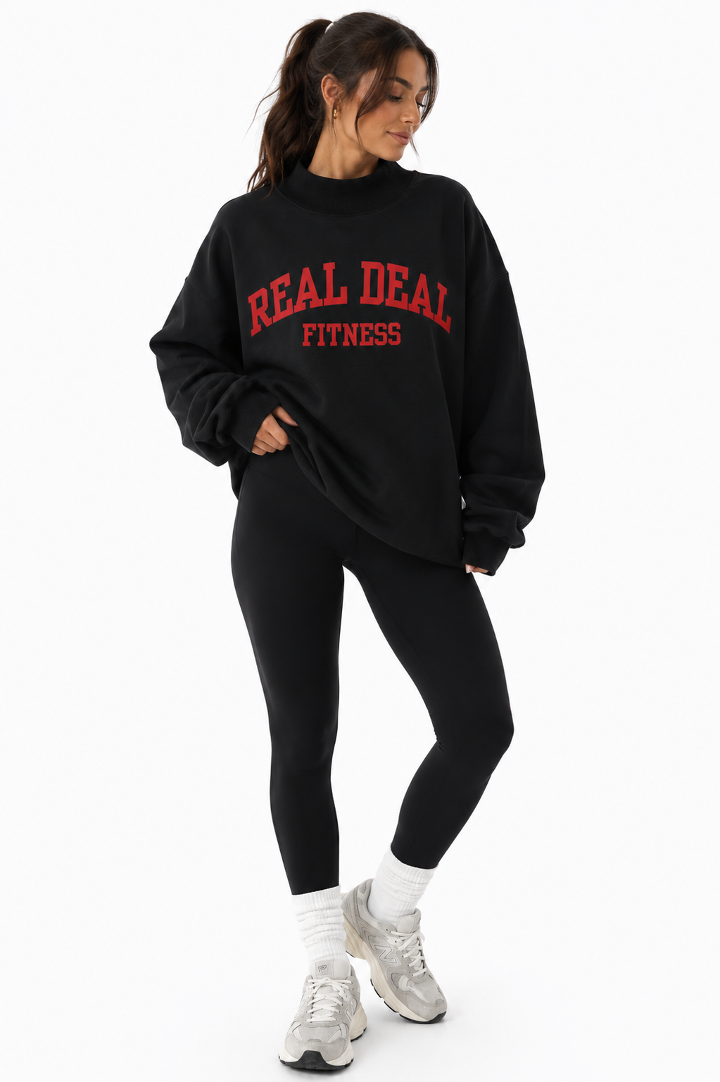 #RD50 REAL DEAL Mock Neck Crew in BLACK