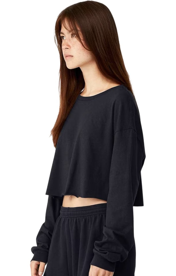 #RD4 BLACK LONG SLEEVE CROP TOP