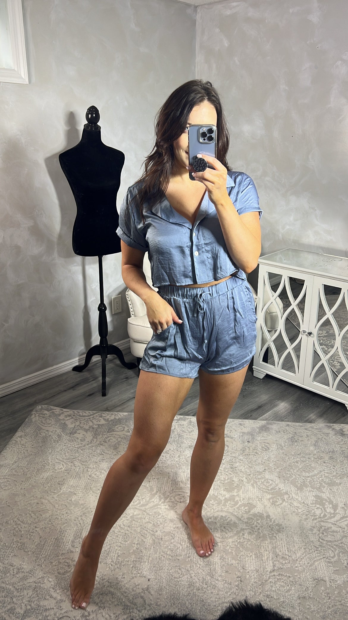 Ellis Dusty Blue Shorts Set