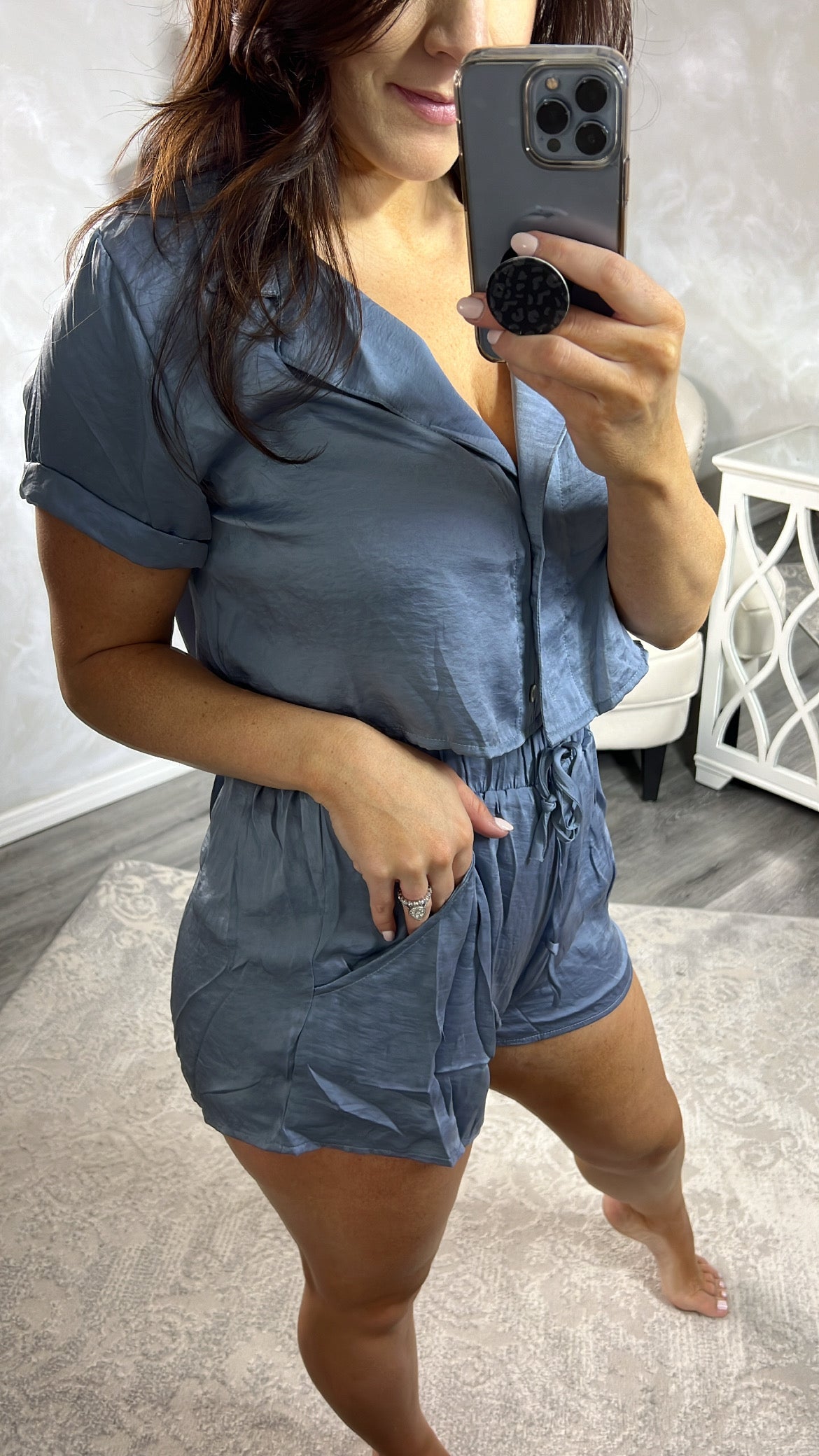 Ellis Dusty Blue Shorts Set