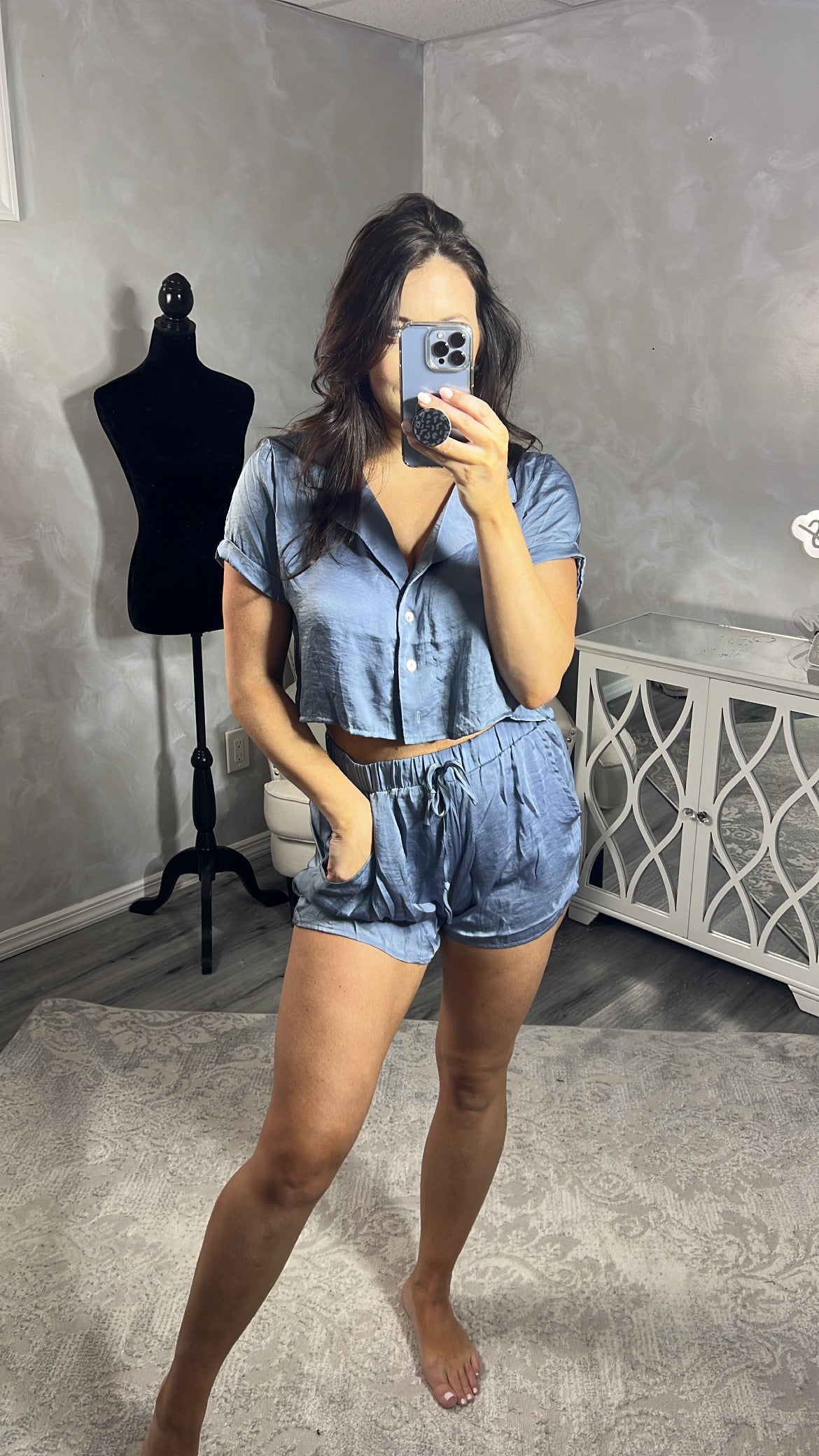 Ellis Dusty Blue Shorts Set