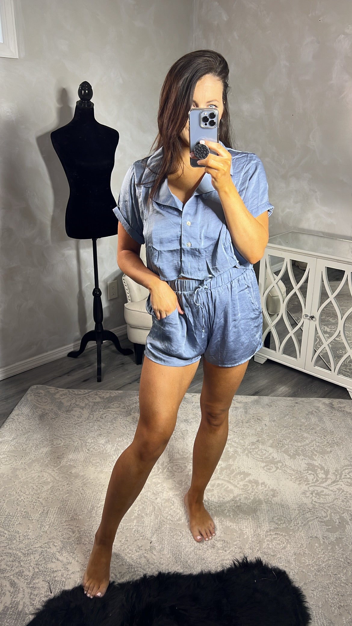 Ellis Dusty Blue Shorts Set