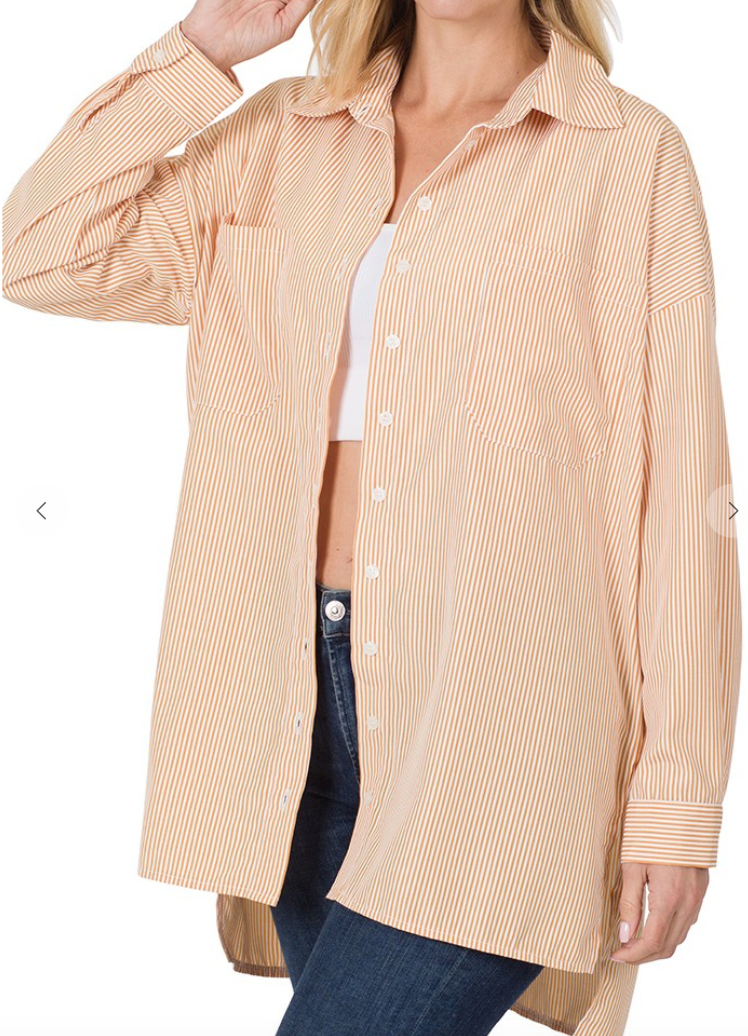 Derozan Striped Oversized Button Down