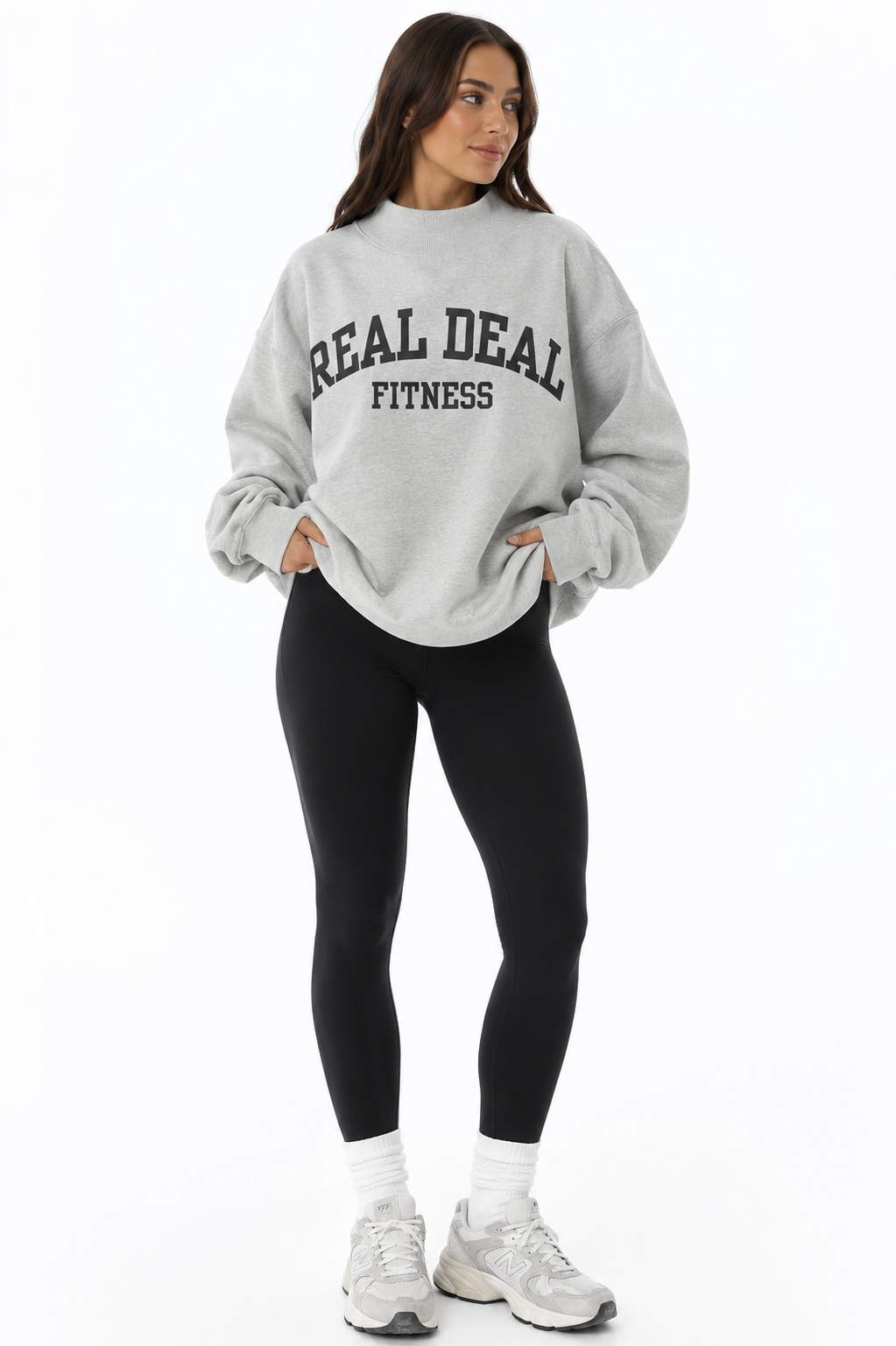 #RD49 REAL DEAL Mock Neck Crew in GREY