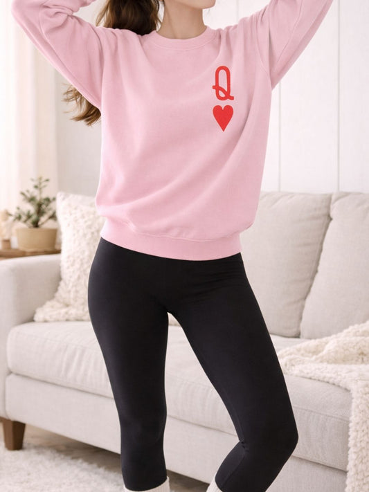 Queen of hearts Pink Crew Neck
