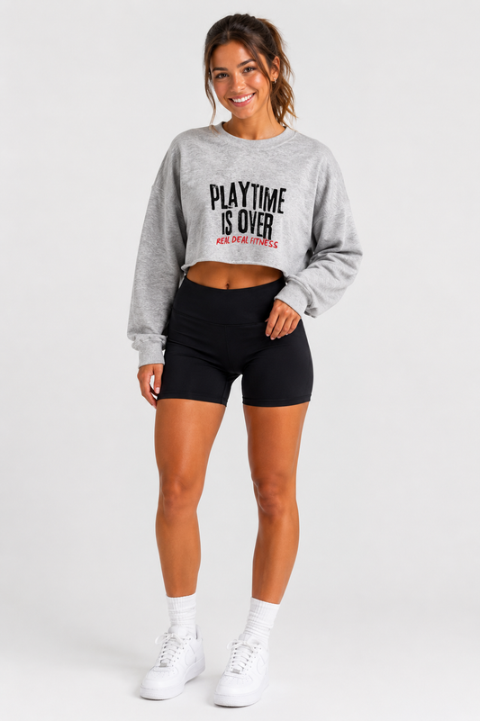 #RD13 ASH GREY CROPPED CREW NECK