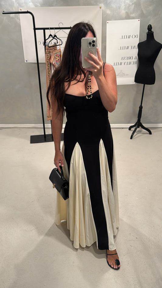 Bryant Two Tone Pleated Maxi Dress