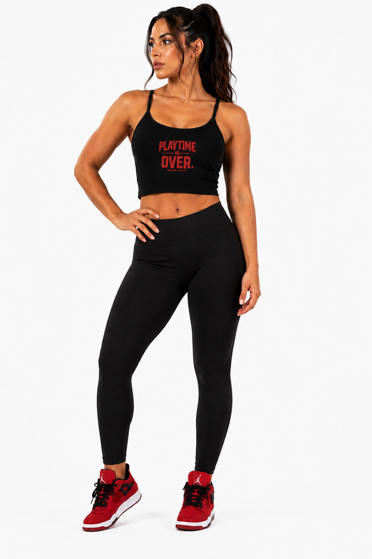 RD# 67 PLAYTIME IS OVER black cropped tank