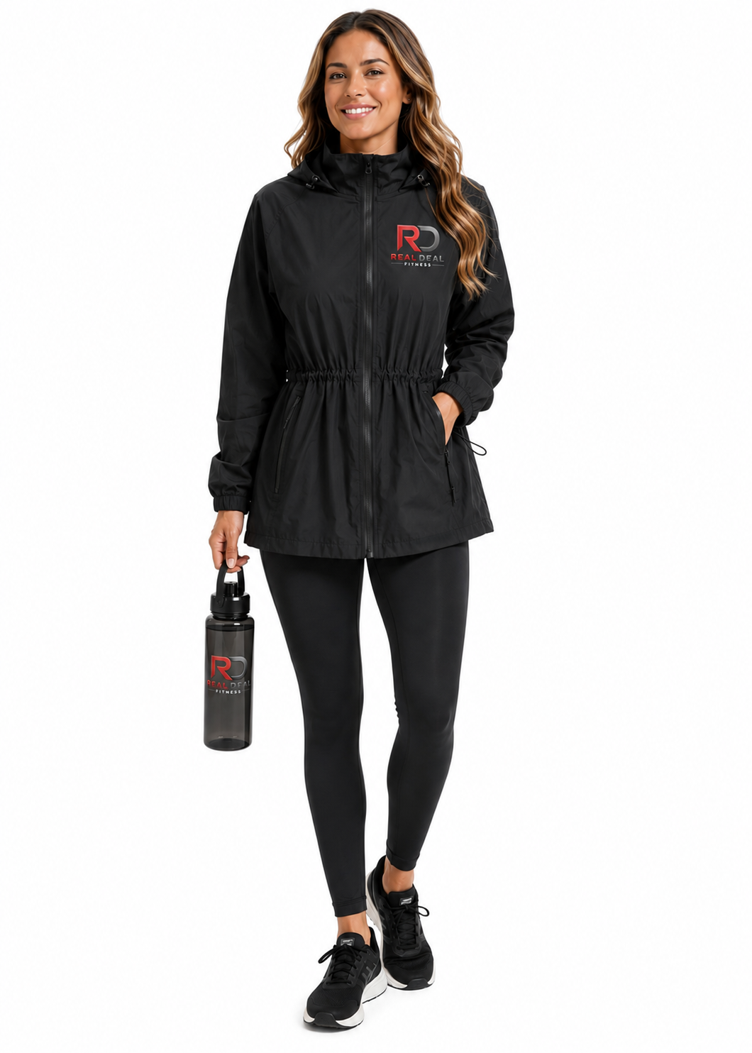 #RD18 WOMENS BLACK CINCHWAIST WINDBREAKER