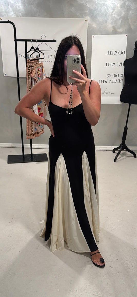 Bryant Two Tone Pleated Maxi Dress