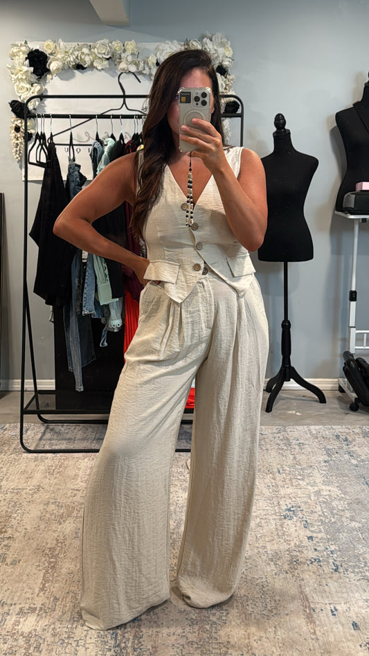 Curry Linen Vest Set