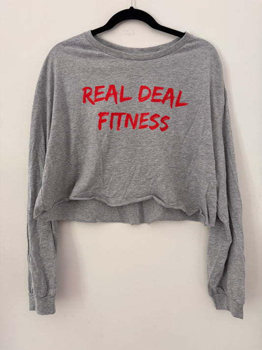 #RD5 GREY LONG SLEEVE CROP TOP