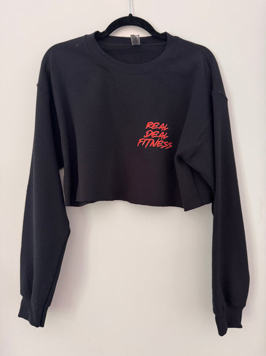 #RD10 BLACK CROPPED CREW NECK