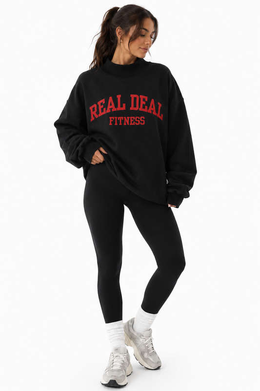 #RD50 REAL DEAL Mock Neck Crew in BLACK