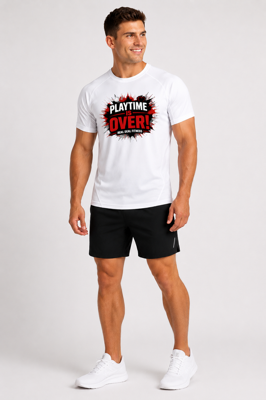 RD#52 Playtime is over white dri-fit Tee shirt