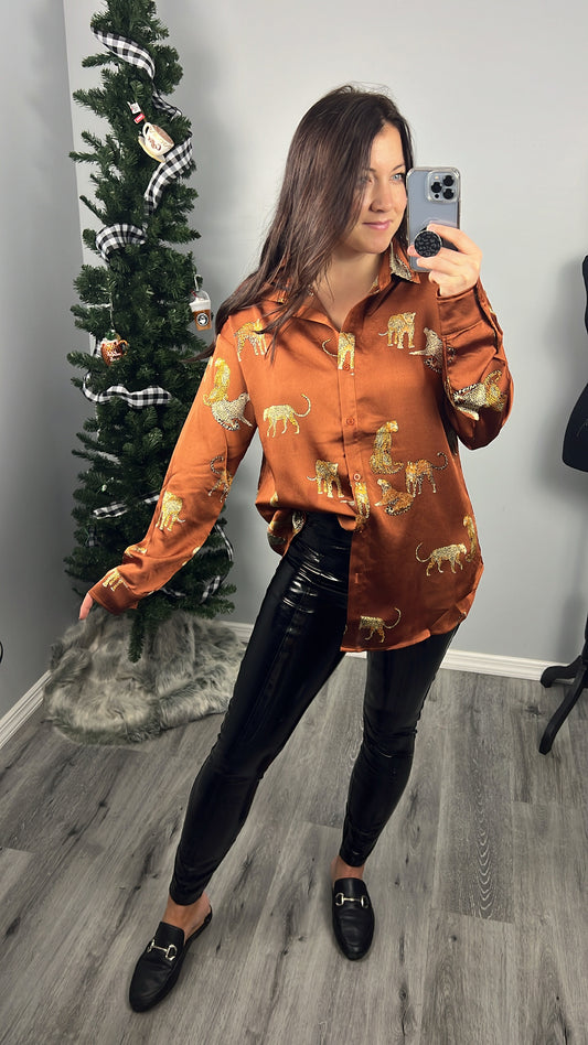 Mazi Leopard Print Button Down
