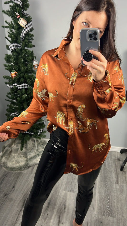 Mazi Leopard Print Button Down