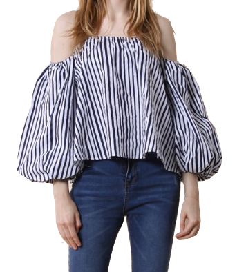 Stripe It This Way Bubble Sleeve Top